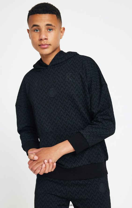 chłopcy strój 4TPF288 SikSilk x Czarna, oversize'owa bluza z kapturem Messi z nadrukiem