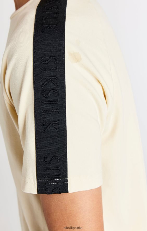 chłopcy strój 4TPF282 SikSilk beżowa, raglanowa koszulka z taśmą