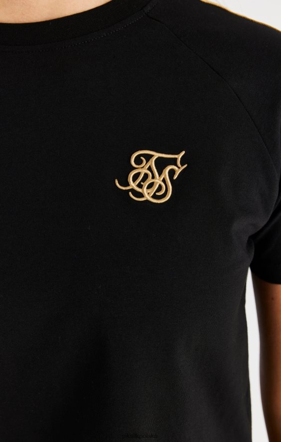 dziewczyny strój 4TPF316 SikSilk Koszulka raglanowa z metaliczną taśmą - czarna