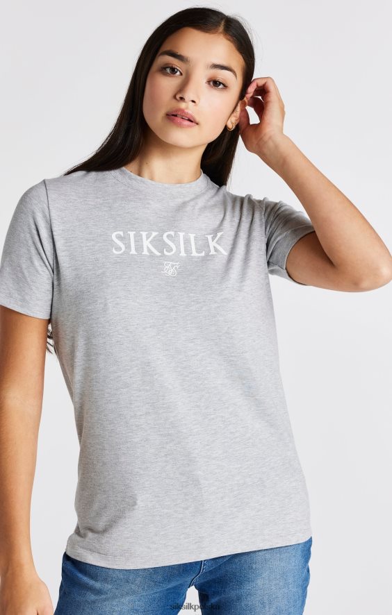 dziewczyny strój 4TPF318 SikSilk szara, markowa koszulka w kolorze melanżu