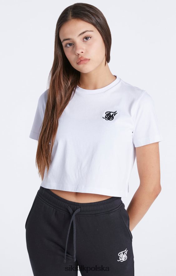dziewczyny strój 4TPF321 SikSilk Biała, krótka koszulka Essentials