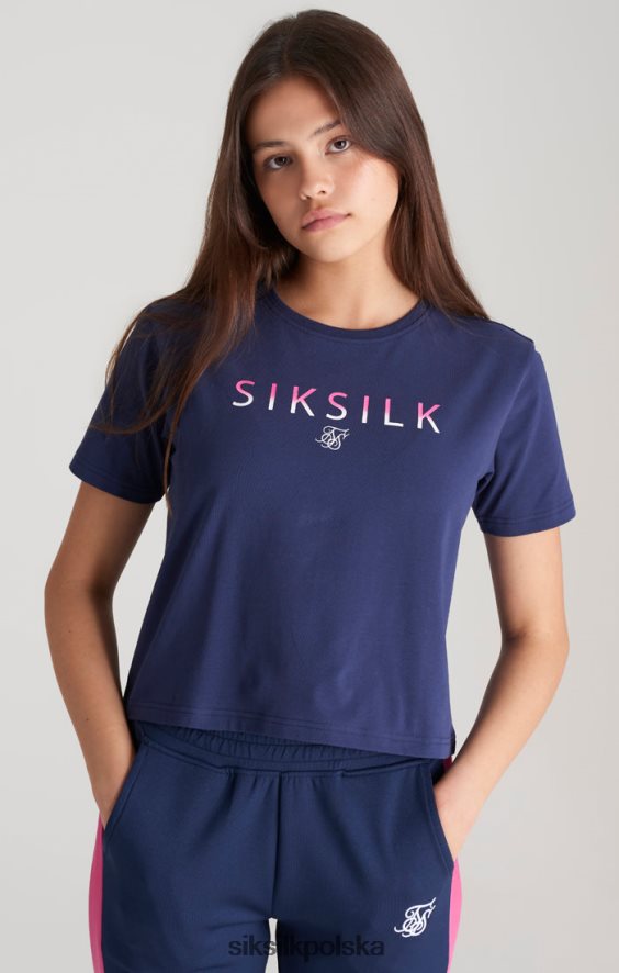 dziewczyny strój 4TPF325 SikSilk Granatowa, przycięta koszulka z logo