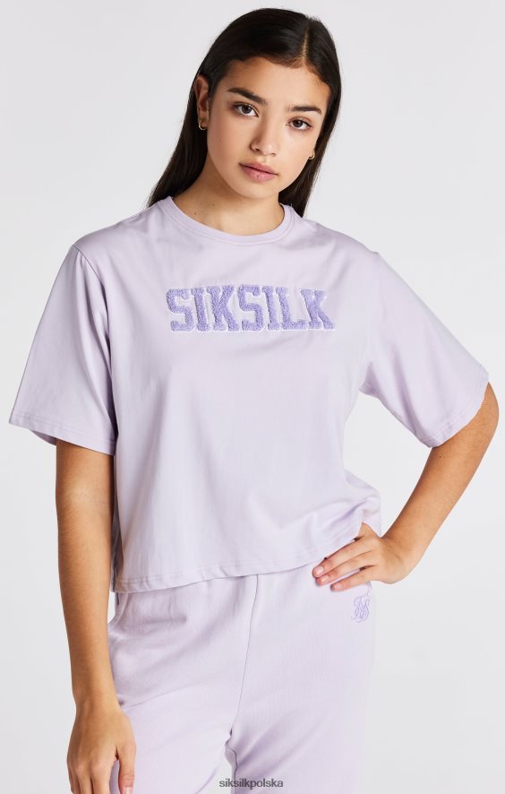 dziewczyny strój 4TPF327 SikSilk Fioletowa, krótka koszulka z logo uniwersyteckim