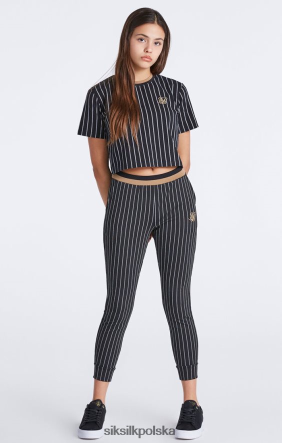 dziewczyny strój 4TPF348 SikSilk czarny jogger w paski baseballowe