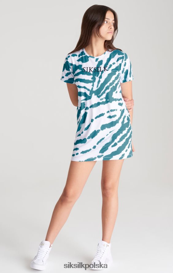 dziewczyny strój 4TPF343 SikSilk Biała sukienka t-shirtowa w kolorze tie-dye