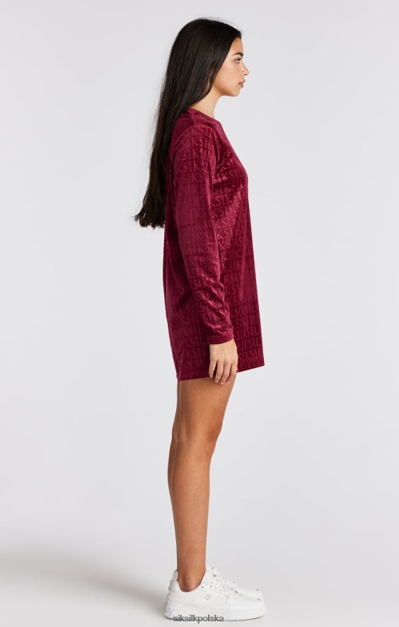 dziewczyny strój 4TPF345 SikSilk różowa, welurowa sukienka t-shirtowa z długim rękawem