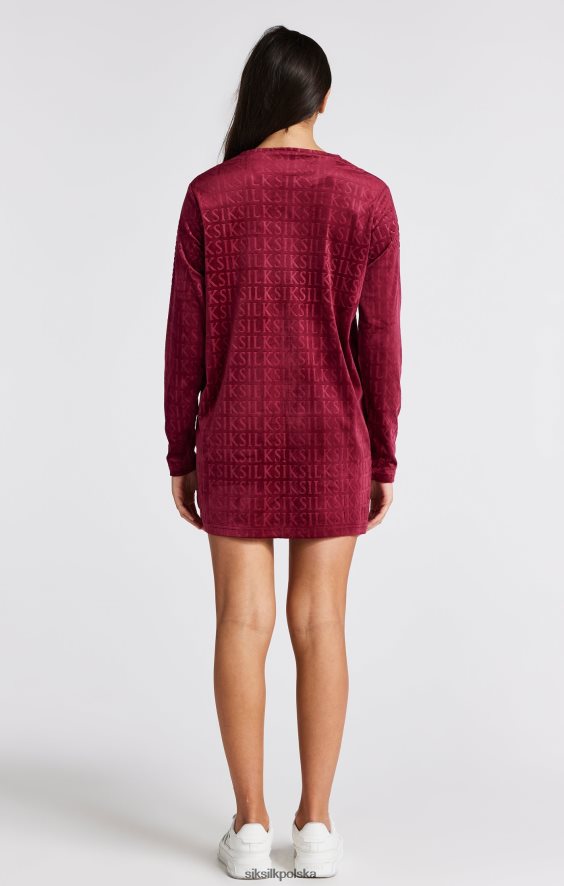 dziewczyny strój 4TPF345 SikSilk różowa, welurowa sukienka t-shirtowa z długim rękawem