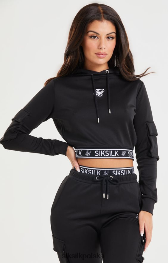 kobiety strój 4TPF116 SikSilk czarna, krótka bluza cargo