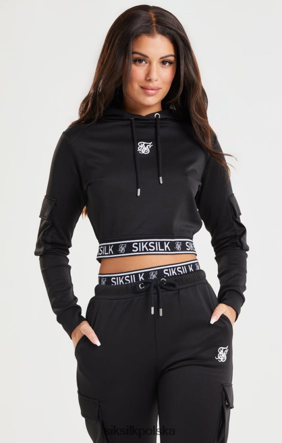 kobiety strój 4TPF116 SikSilk czarna, krótka bluza cargo