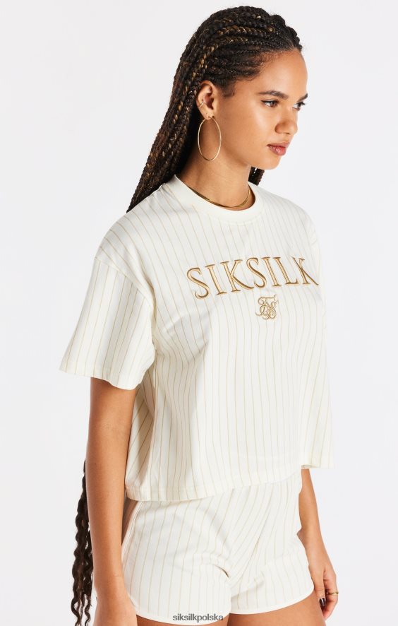 kobiety strój 4TPF26 SikSilk koszulka w paski w kolorze ecru