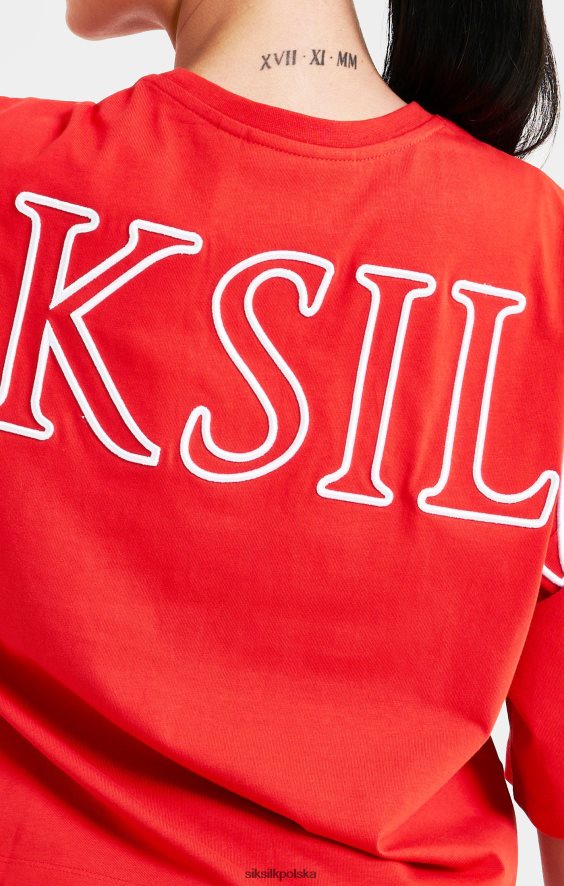 kobiety strój 4TPF36 SikSilk krótka, markowa koszulka w kolorze czerwonym