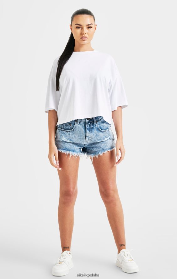 kobiety strój 4TPF47 SikSilk biała, markowa, krótka koszulka tęczowa