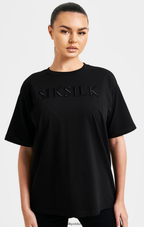 kobiety strój 4TPF52 SikSilk czarna haftowana koszulka typu boyfriend