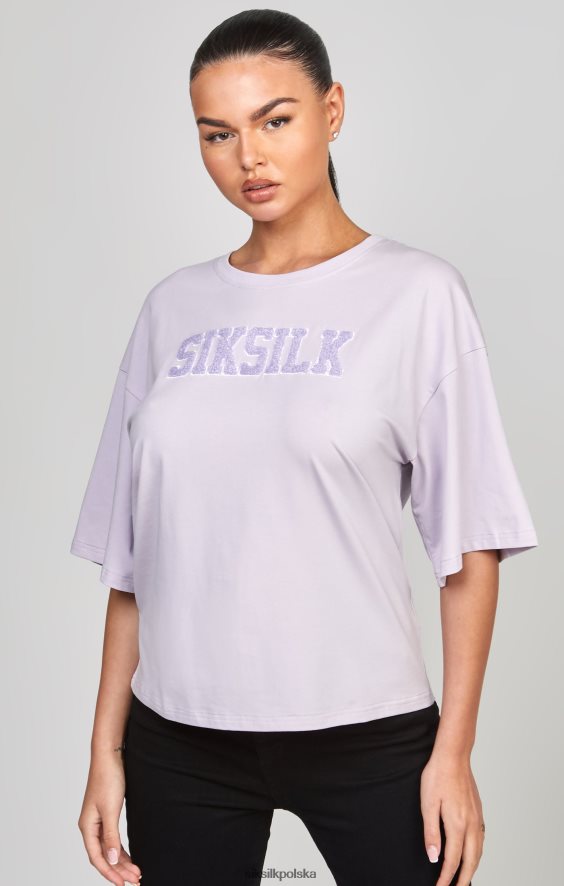 kobiety strój 4TPF55 SikSilk Fioletowa, krótka koszulka z logo uniwersyteckim