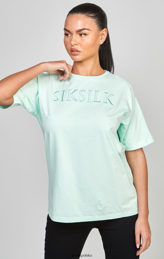 kobiety strój 4TPF64 SikSilk miętowa haftowana koszulka typu boyfriend