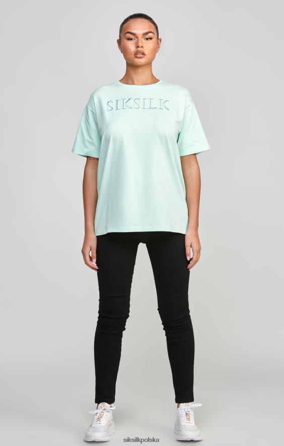 kobiety strój 4TPF64 SikSilk miętowa haftowana koszulka typu boyfriend