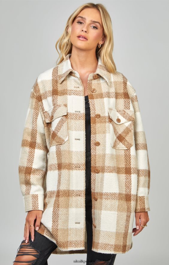 kobiety strój 4TPF137 SikSilk beżowa cholewka w kratkę