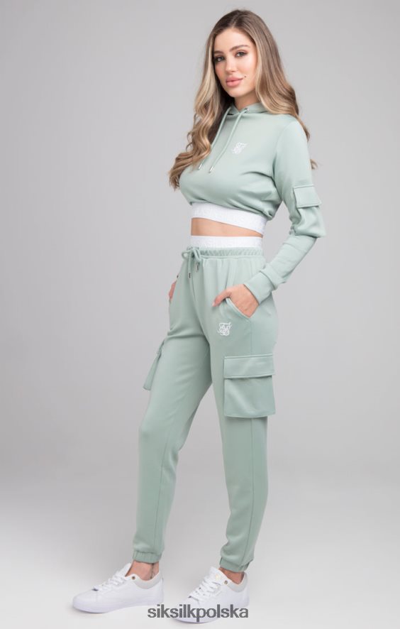 kobiety strój 4TPF176 SikSilk Spodnie dresowe z taśmą cargo - szałwiowe