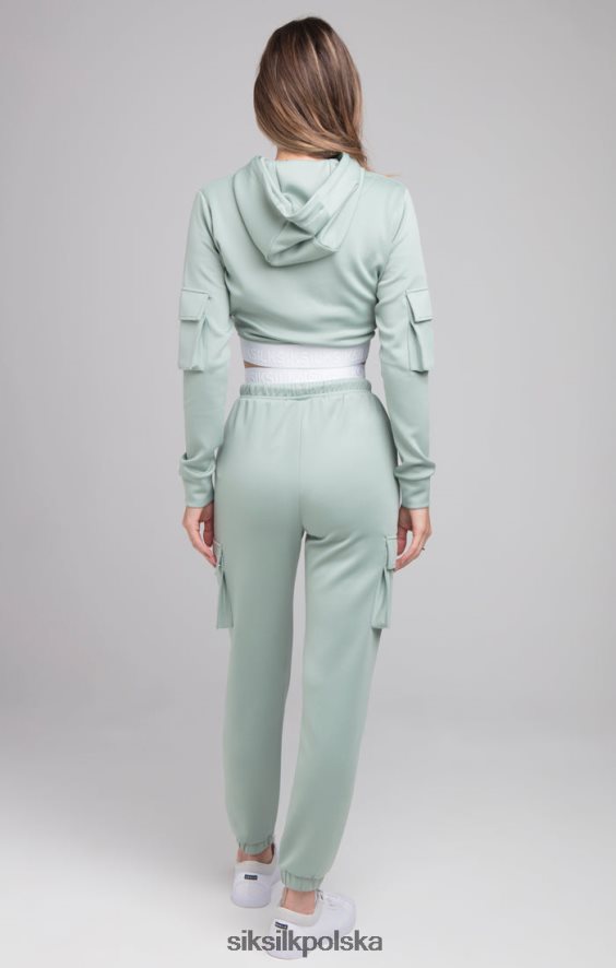 kobiety strój 4TPF176 SikSilk Spodnie dresowe z taśmą cargo - szałwiowe