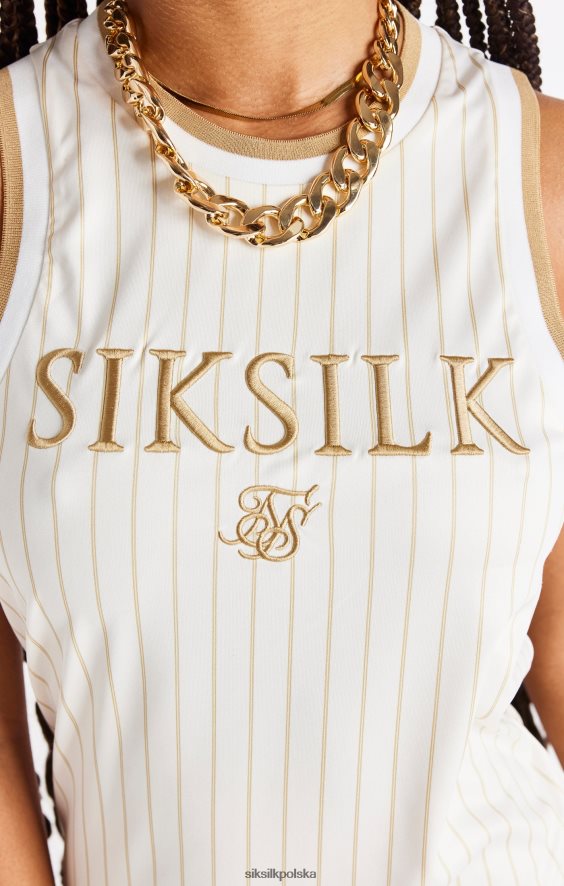 kobiety strój 4TPF150 SikSilk luksusowa sukienka do koszykówki - ecru i złoto