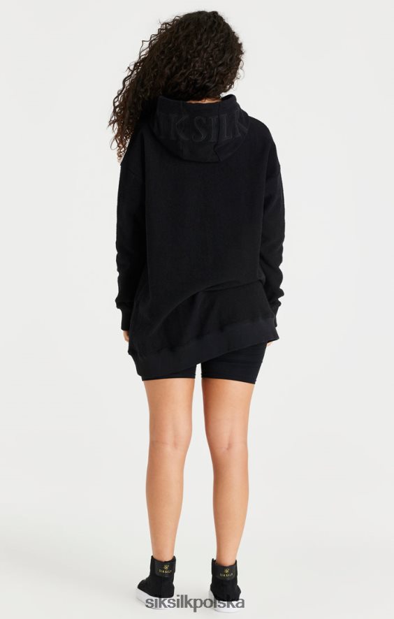 kobiety strój 4TPF151 SikSilk czarna, polarowa sukienka z kapturem