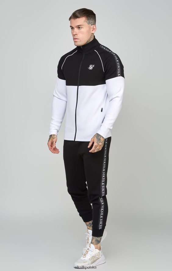 mężczyźni strój 4TPF505 SikSilk Czarny top z zamkiem 1/4 i zestaw jogger z taśmą