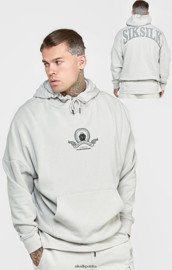 mężczyźni strój 4TPF443 SikSilk Szara bluza oversize z nadrukiem uniwersyteckim