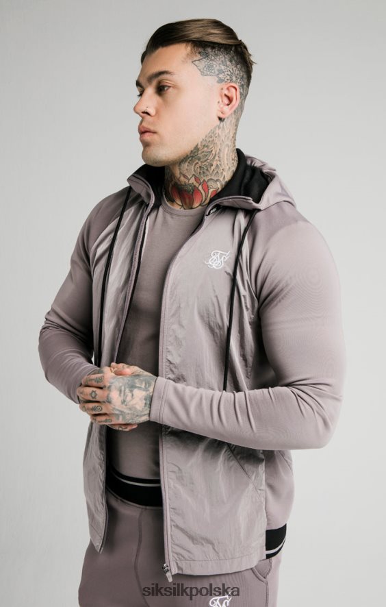 mężczyźni strój 4TPF453 SikSilk Dopasuj bluzę z kapturem z rozdrobnionego nylonu - szarą