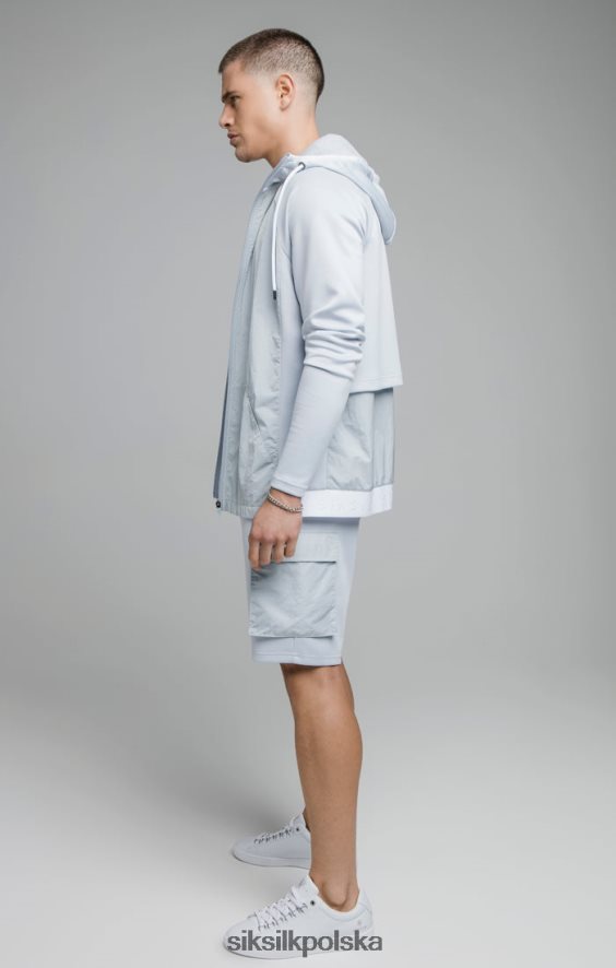 mężczyźni strój 4TPF455 SikSilk niebieska bluza z kapturem z rozdrobnionego nylonu, zapinana na zamek