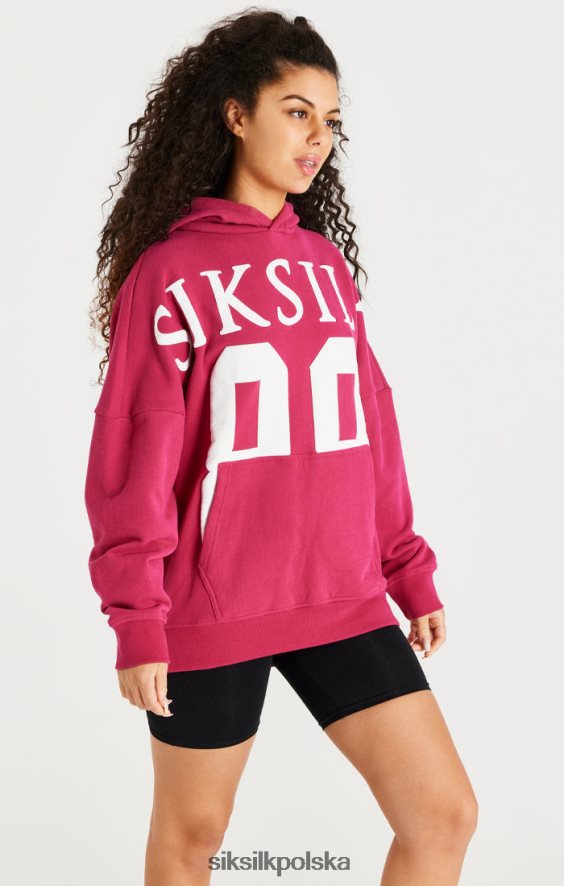 mężczyźni strój 4TPF459 SikSilk różowa bluza z kapturem o swobodnym kroju zakładana przez głowę