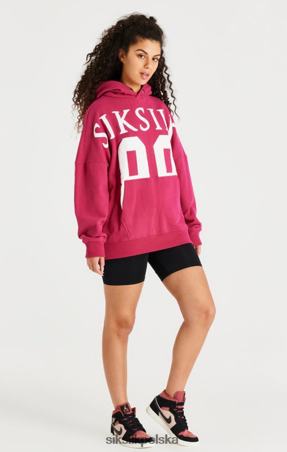 mężczyźni strój 4TPF459 SikSilk różowa bluza z kapturem o swobodnym kroju zakładana przez głowę