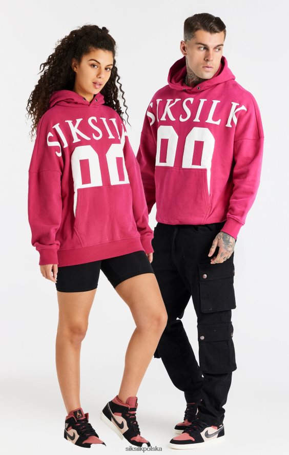 mężczyźni strój 4TPF459 SikSilk różowa bluza z kapturem o swobodnym kroju zakładana przez głowę