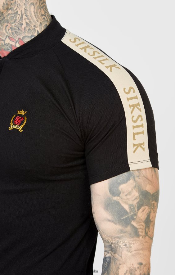mężczyźni strój 4TPF385 SikSilk Koszulka polo z krótkim rękawem i czarnym herbem