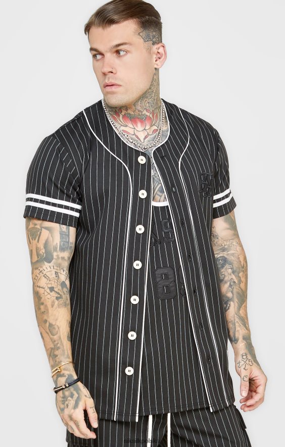 mężczyźni strój 4TPF390 SikSilk czarna koszulka baseballowa