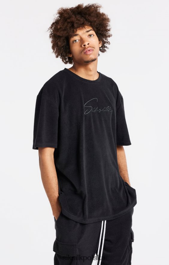mężczyźni strój 4TPF408 SikSilk czarny, bawełniany, oversize'owy t-shirt