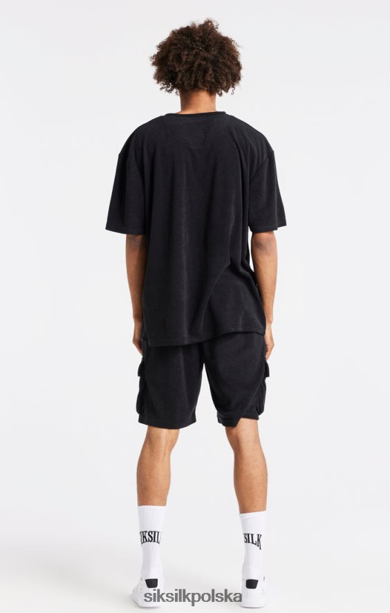 mężczyźni strój 4TPF408 SikSilk czarny, bawełniany, oversize'owy t-shirt