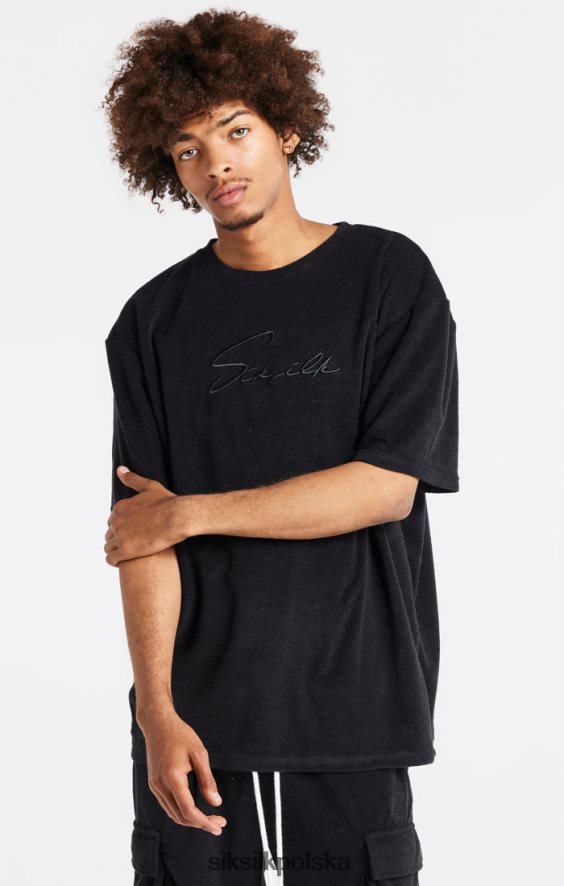 mężczyźni strój 4TPF408 SikSilk czarny, bawełniany, oversize'owy t-shirt