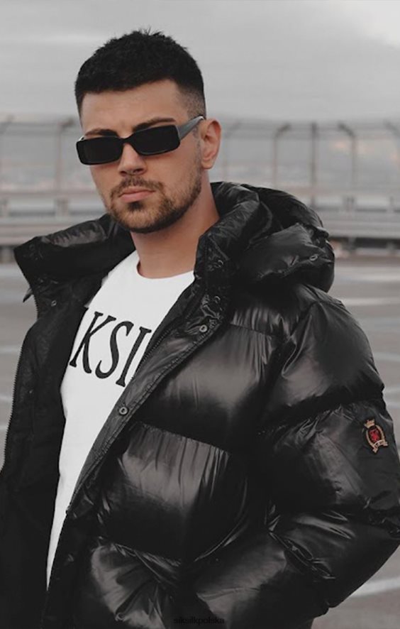 mężczyźni strój 4TPF477 SikSilk czarna kurtka puchowa