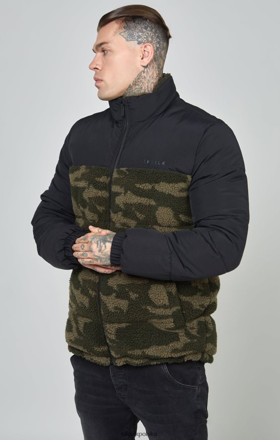 mężczyźni strój 4TPF485 SikSilk czarna kurtka typu sherpa bąbelkowa