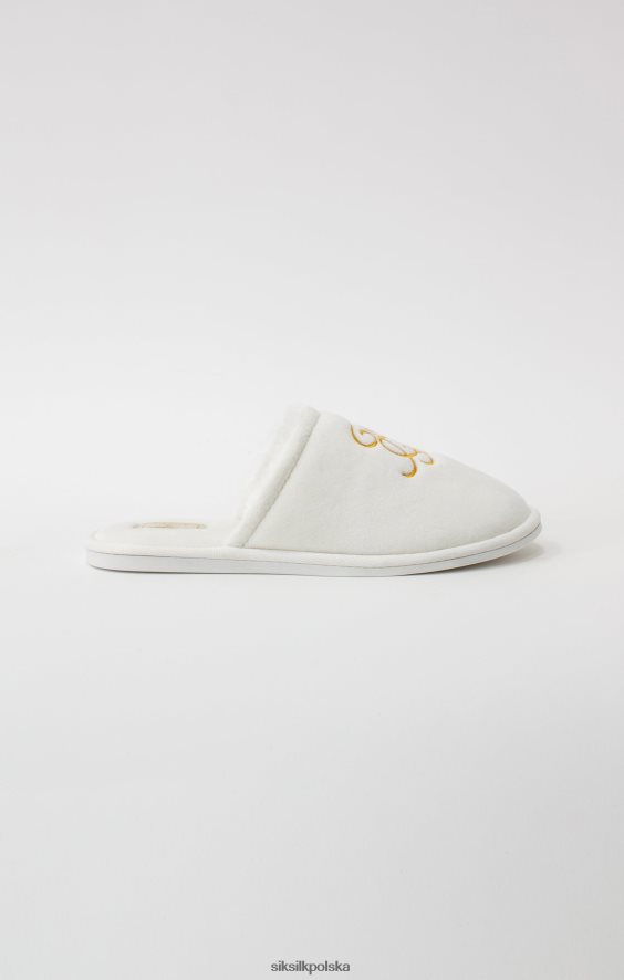 mężczyźni obuwie 4TPF6 SikSilk biały pantofelek z haftowanym logo