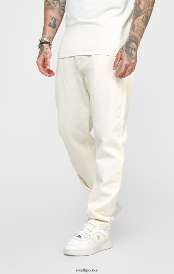 mężczyźni strój 4TPF545 SikSilk Dżinsy o swobodnym kroju w kolorze ecru