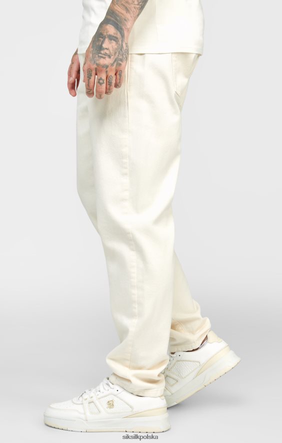 mężczyźni strój 4TPF545 SikSilk Dżinsy o swobodnym kroju w kolorze ecru