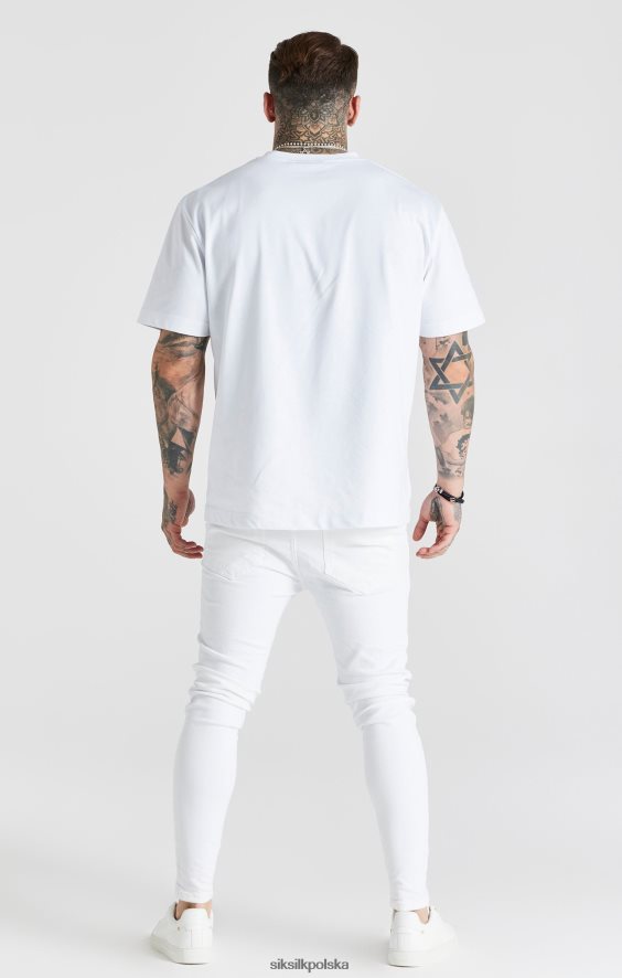 mężczyźni strój 4TPF553 SikSilk białe jeansy Essential z przetarciami