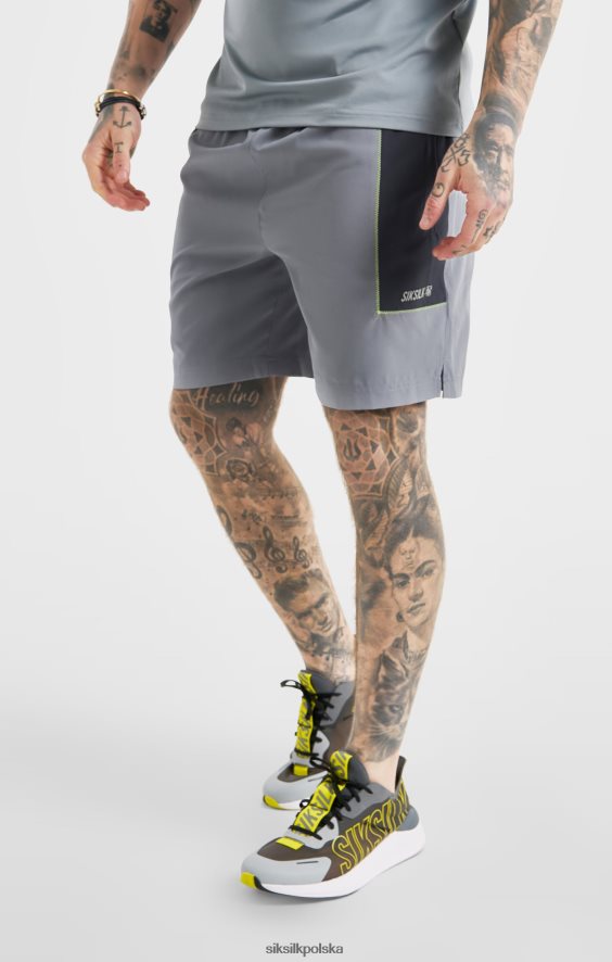 mężczyźni strój 4TPF565 SikSilk szary sportowy melanż, krótki, tkany