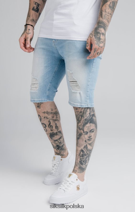 mężczyźni strój 4TPF583 SikSilk niebieskie, postarzane, dżinsowe krótkie spodenki