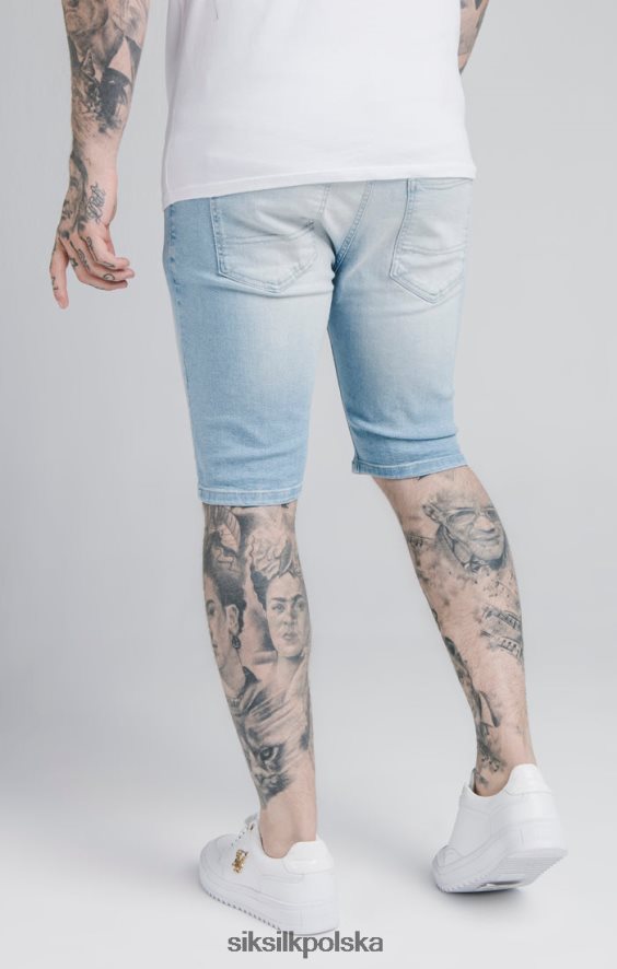 mężczyźni strój 4TPF583 SikSilk niebieskie, postarzane, dżinsowe krótkie spodenki