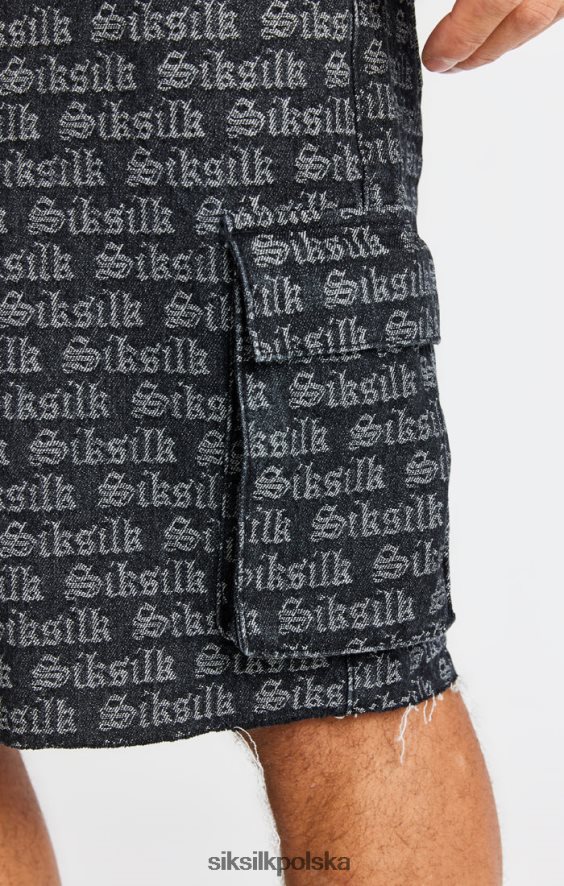 mężczyźni strój 4TPF604 SikSilk Czarne, żakardowe, dżinsowe krótkie spodenki