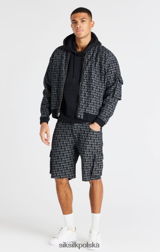 mężczyźni strój 4TPF604 SikSilk Czarne, żakardowe, dżinsowe krótkie spodenki