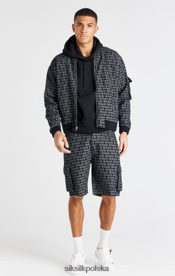 mężczyźni strój 4TPF604 SikSilk Czarne, żakardowe, dżinsowe krótkie spodenki