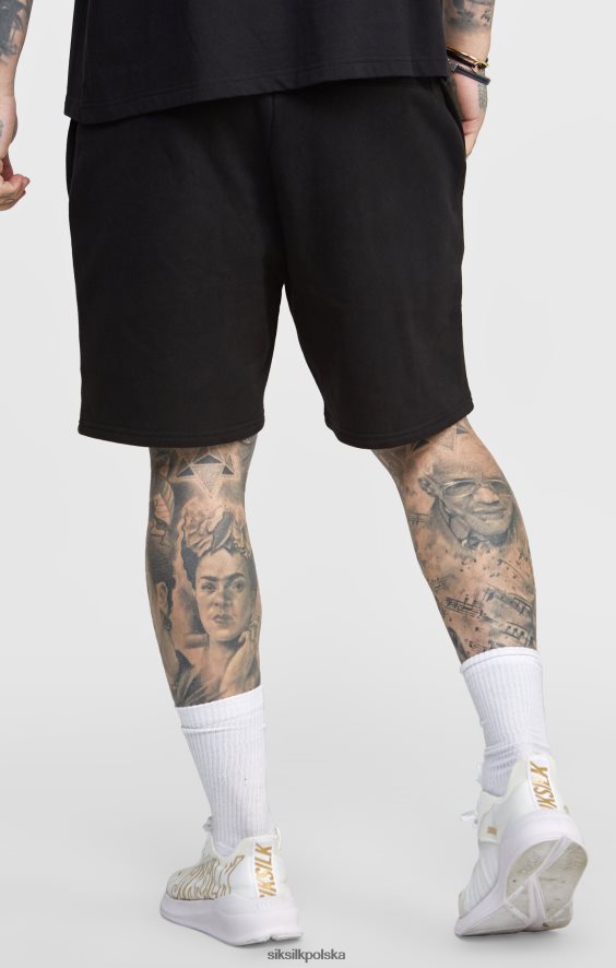 mężczyźni strój 4TPF610 SikSilk Czarne krótkie joggery z paskiem w pasie